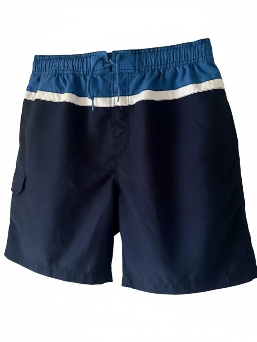 Islander Men's Navy and Blue & White Swim Trunks with Contrast Stripe